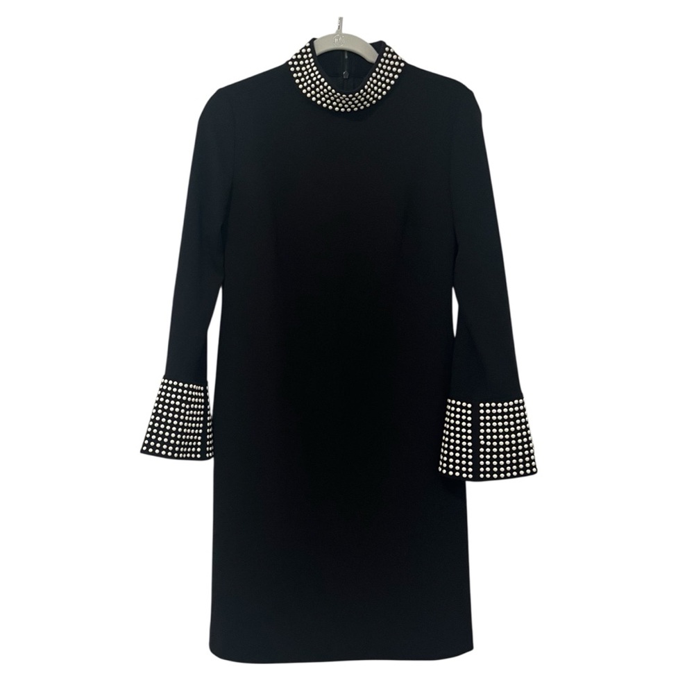 Karl Lagerfeld Black Dress Pearl Studded Details Elegant Sophistication Size 4